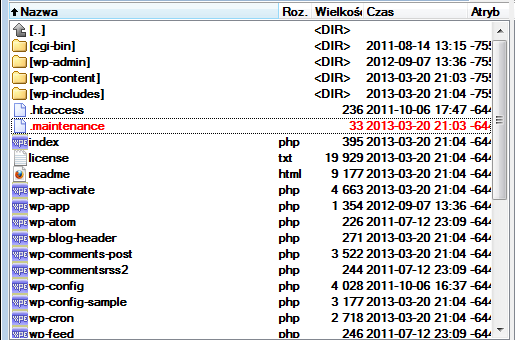 Plik .maintenance w wordpress